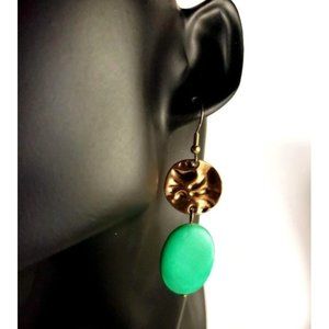 Laura Ashley Women's green oval gold tone drop/dangling earrings